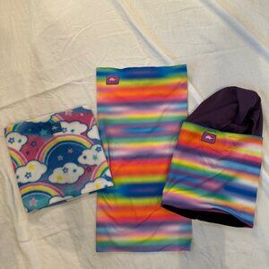 Turtle Fur :Girls Rainbow Winter Neck Warmers & Balaclava Set